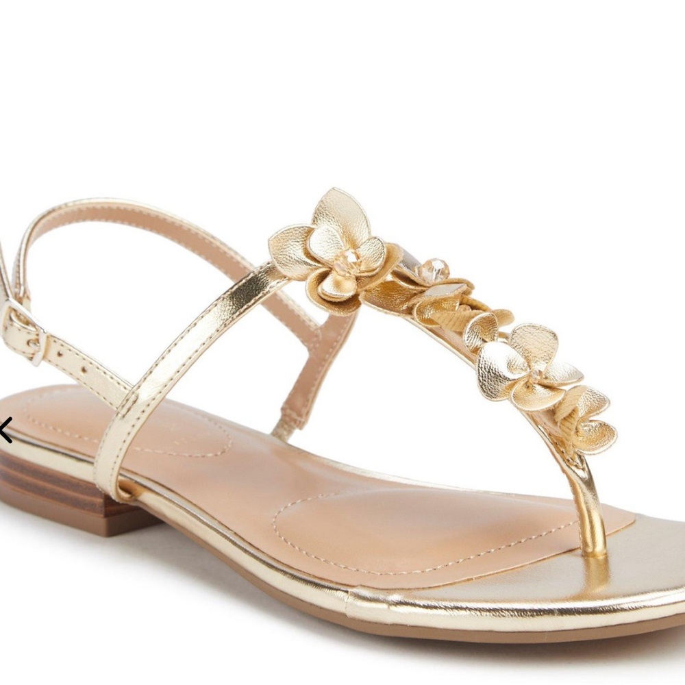 Anne Klein Iflex Womens Flavia Dress‎ thong Sandals Gold floral shoes size 8